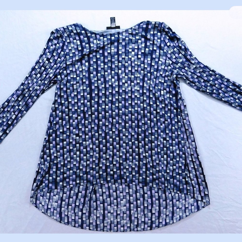 Alfani Women's Blouse 3/4 Sleeve  Black & White Geometric Multicolor, Size Large